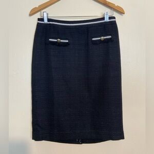 NWT TALBOTS TEXTURED TWEED CONTEMPORARY POLISHED PENCIL SKIRT BLACK